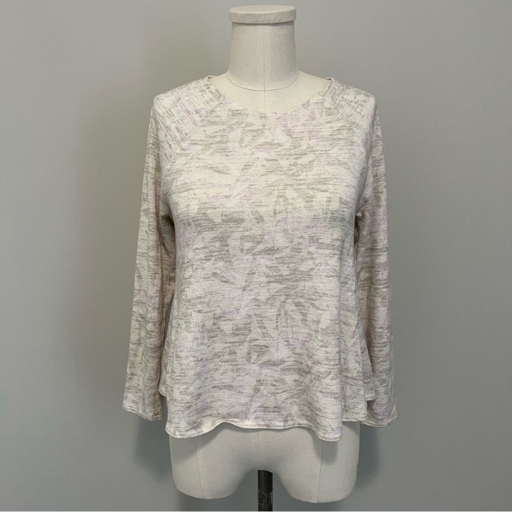 Aritzia Wilfred Free Brauw T-Shirt Cream Floral Print 3/4 Sleeve Top - Picture 6 of 16